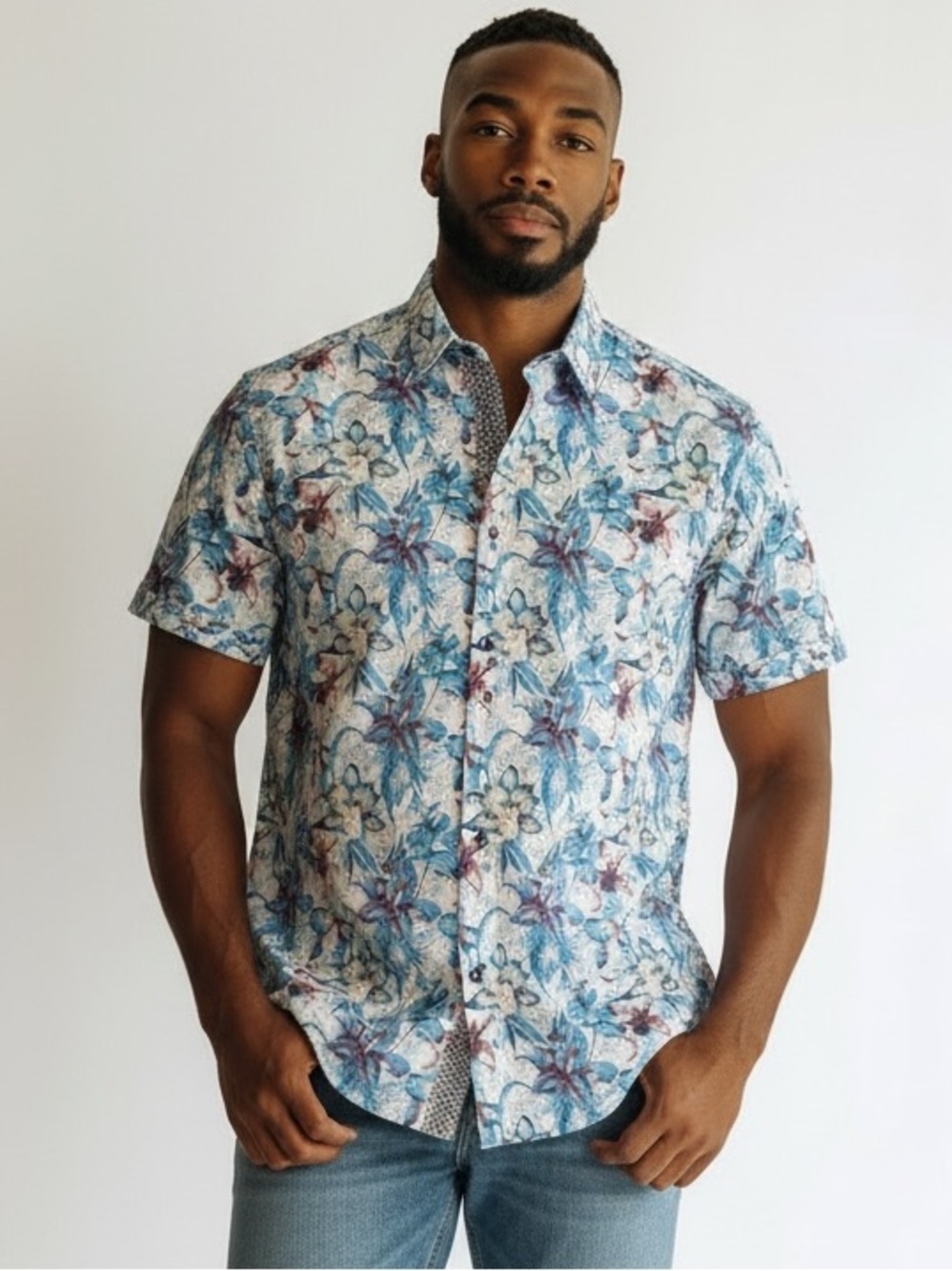 Robert Graham Men's Durkin Short Sleeve Cotton Classic Shirt Size Large NWT